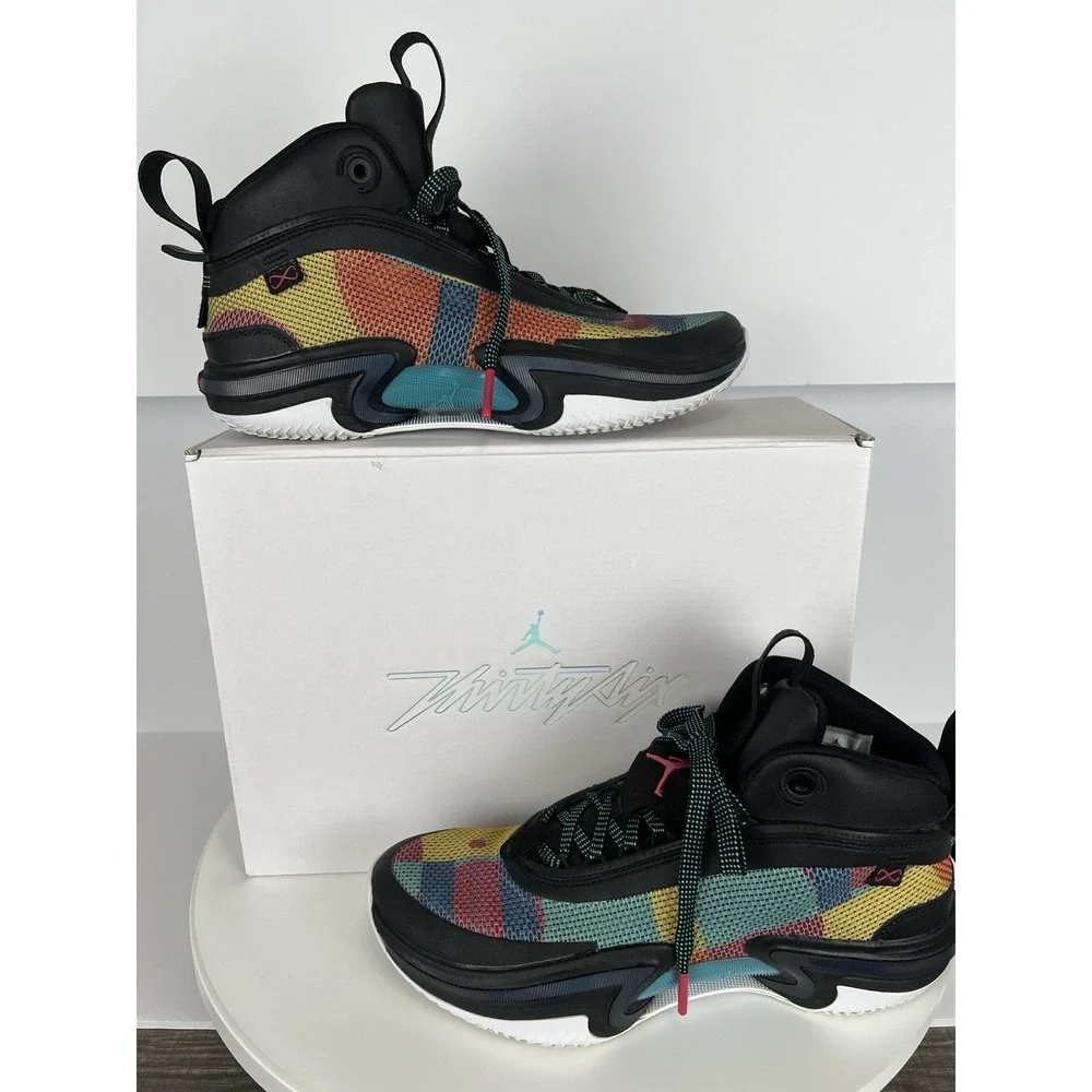 Air Jordan 36 Nike 7Y Grade School Jumpman Logo Black Multi Color DA954036